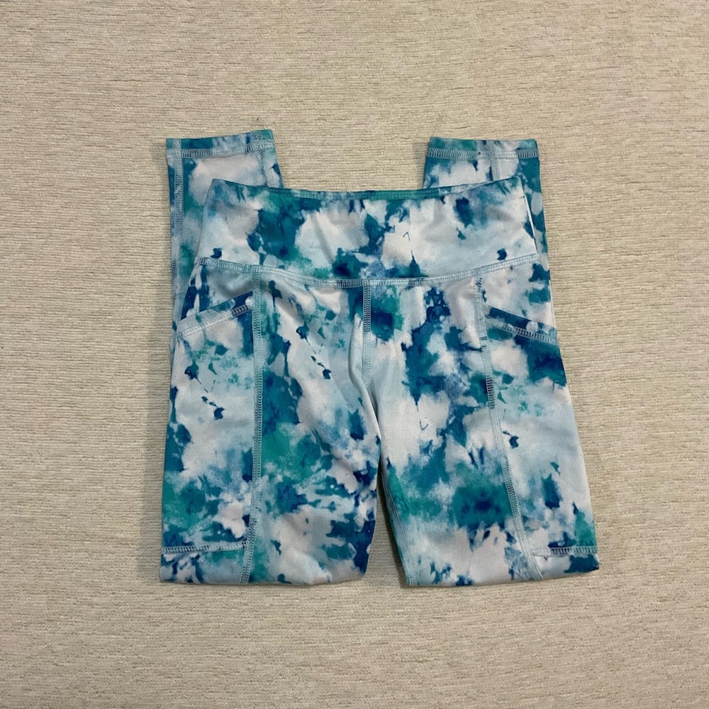 Teal and White Leggings girls